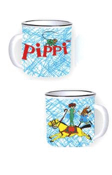 TAZA PIPPI BLANCA RAYAS AZULES